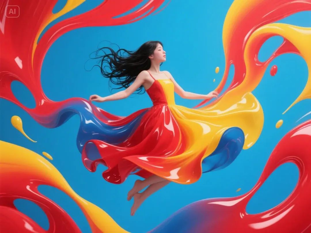 即梦AI画图教程:(五十六)三色美学——红黄蓝插画
