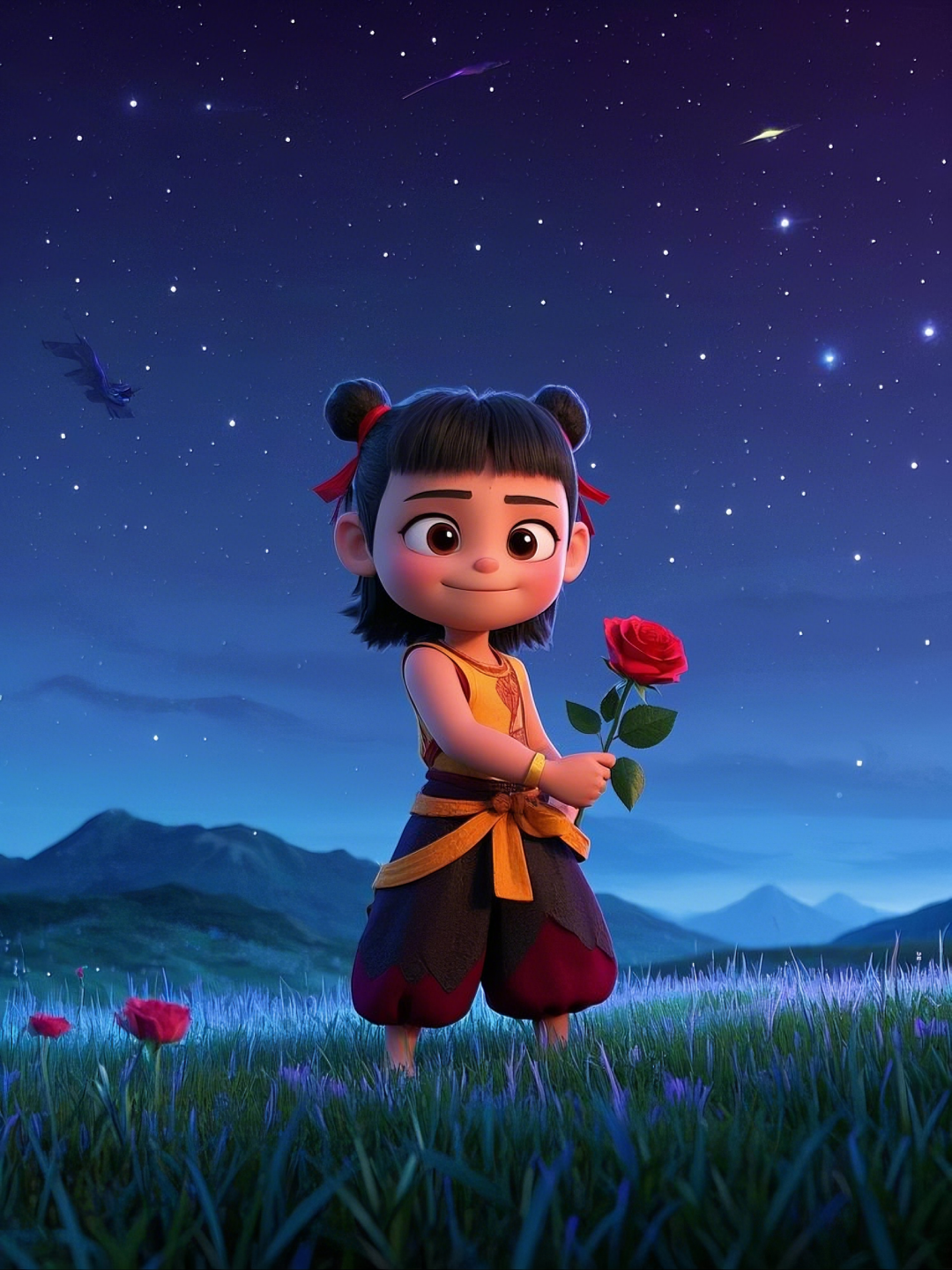 即梦AI【哪吒系列】| 吒儿会浪漫,手捧玫瑰花,女神节画面美到哭!