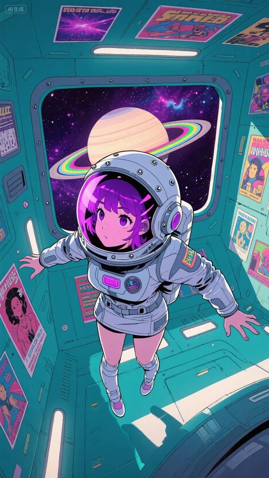 即梦AI画图教程:(一百一十七)蒸汽波复古漫画少女