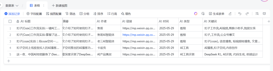 扣子(Coze)工作流实战:浏览器收藏夹乱成一锅粥?用AI工作流自动导入飞书多维表格!