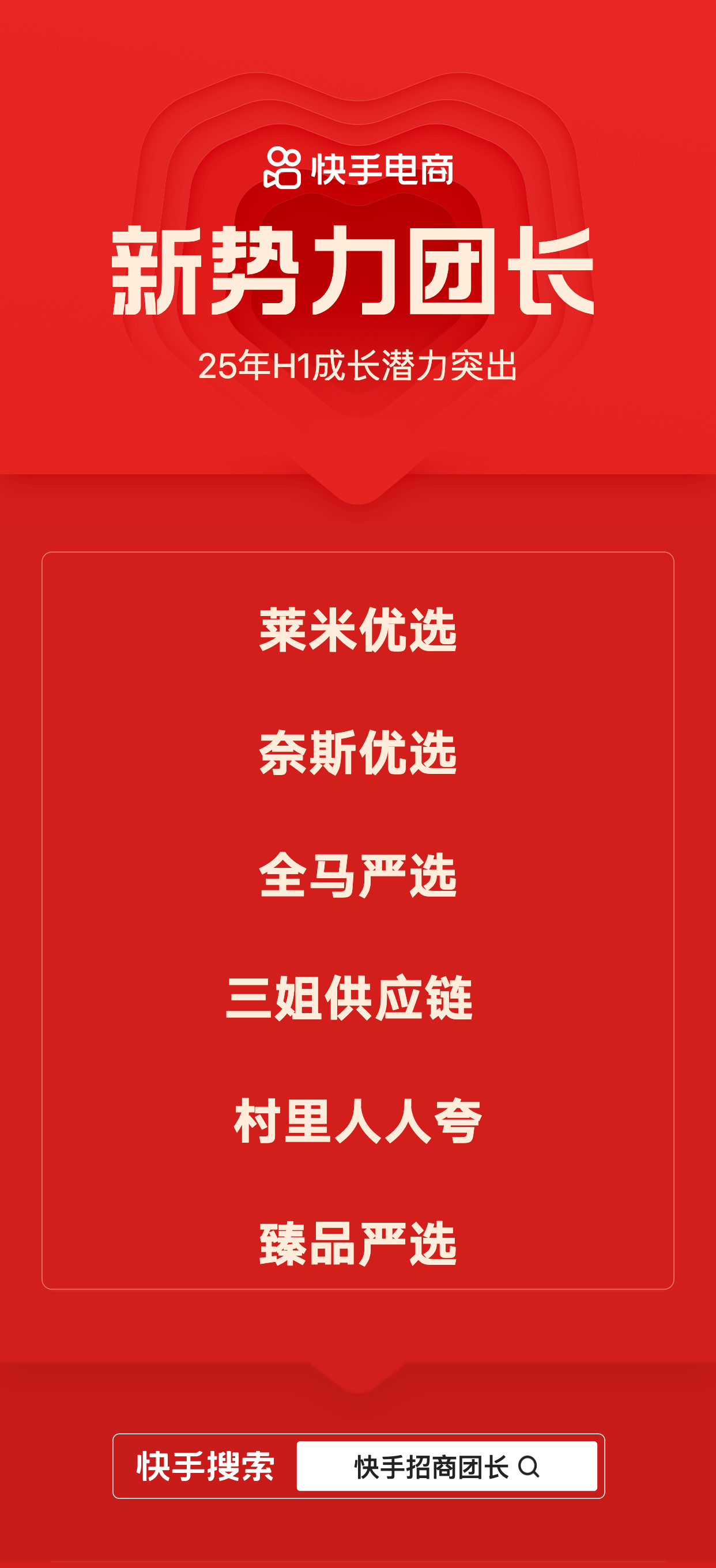 快手招商团长发布2025半年度荣誉榜单