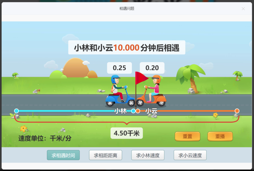 【课堂与技术】国家中小学智慧平台制作交互课件(二十二)之——数学学科工具“相遇问题”的应用
