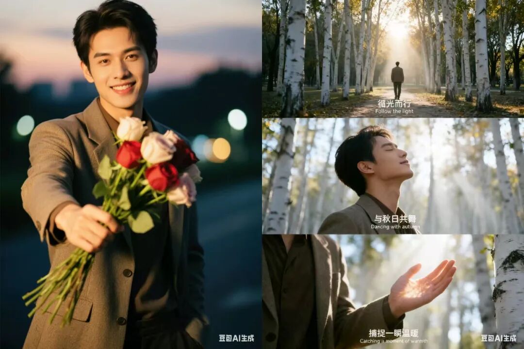豆包P图!一键生成三宫格电影感写真(附提示词)