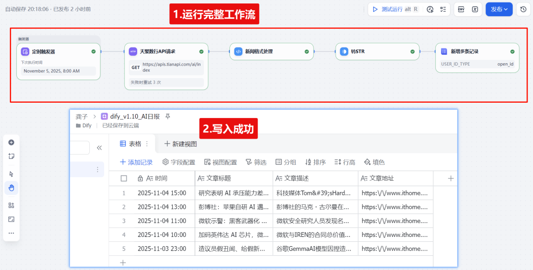 别再手动运行了!Dify 1.10版「触发器」深度解读,3步实现AI资讯自动写入飞书