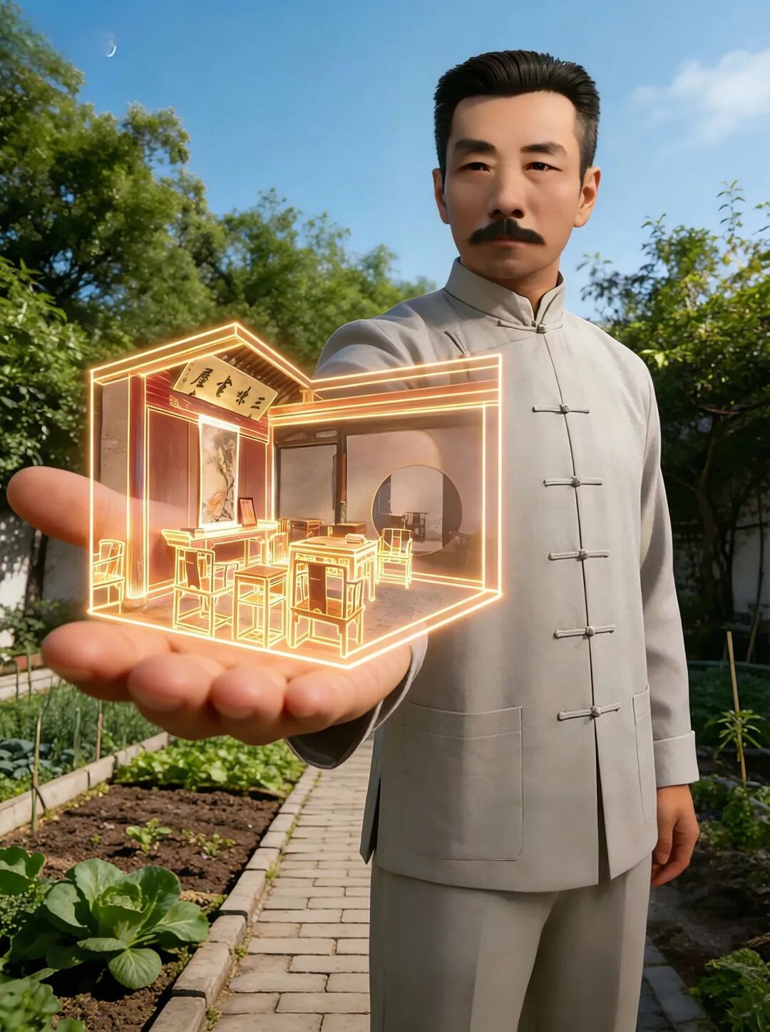 太简单了!用豆包 +即梦AI 2张图+1句话 60秒制作全息影像,手把手带你!(附提示词)