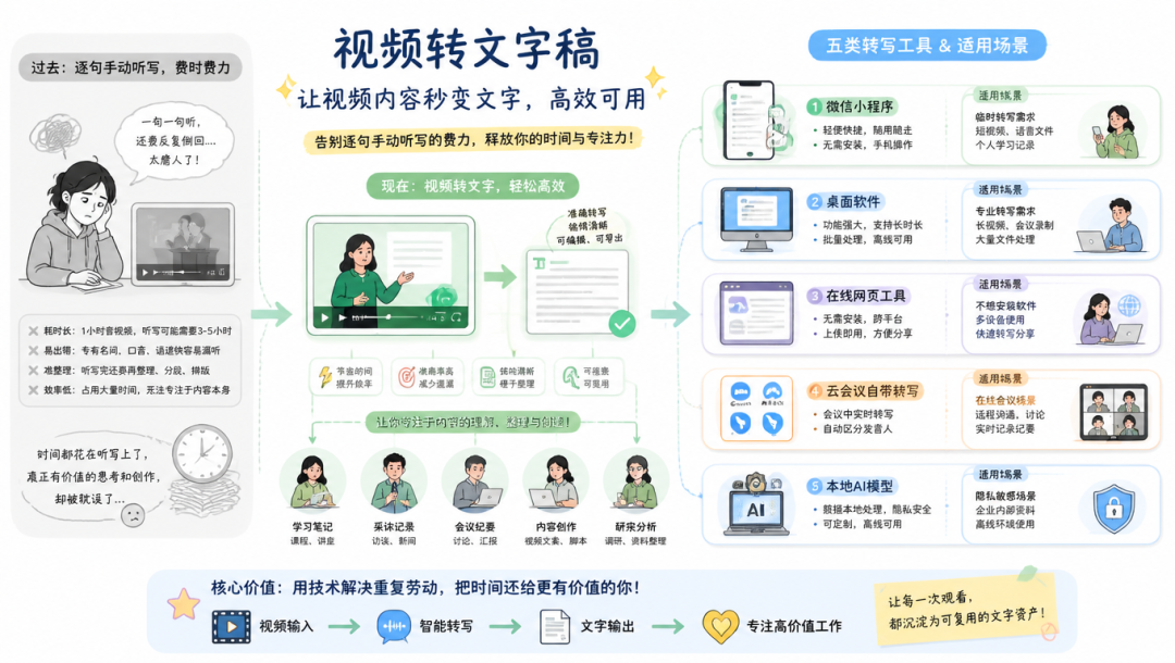 视频转成文字稿的几种方法,这4款国内免费工具亲测好用!