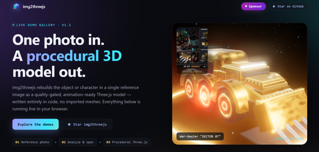 又一个神级skill,一张图直接变成可交互的Three.js 3D模型,还能完成3D动画特效