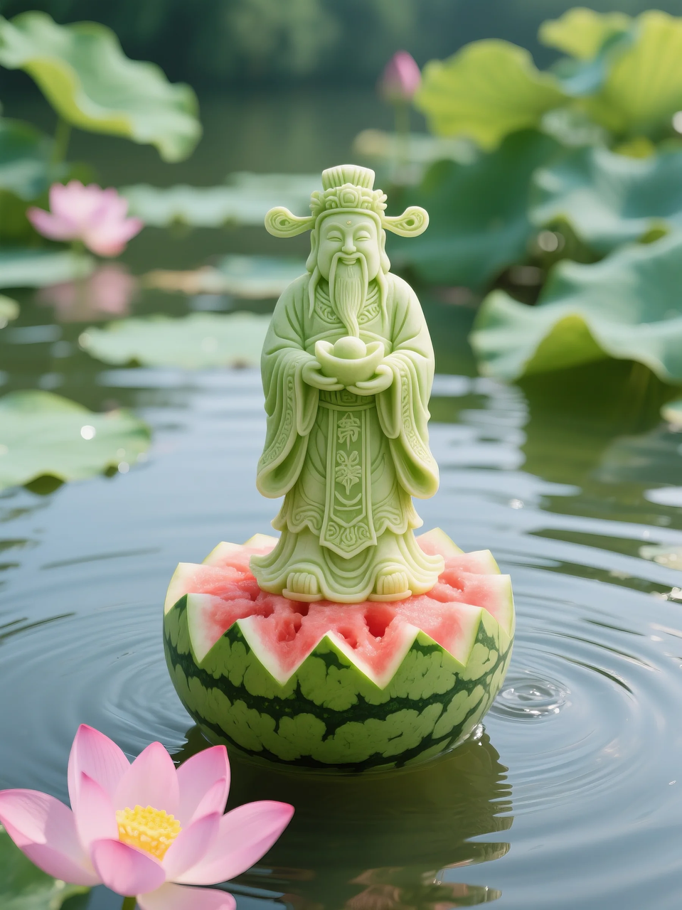 即梦AI 【水果】【西瓜】| 暑日修禅，炽火化凉～荷香漫漫，附提示词