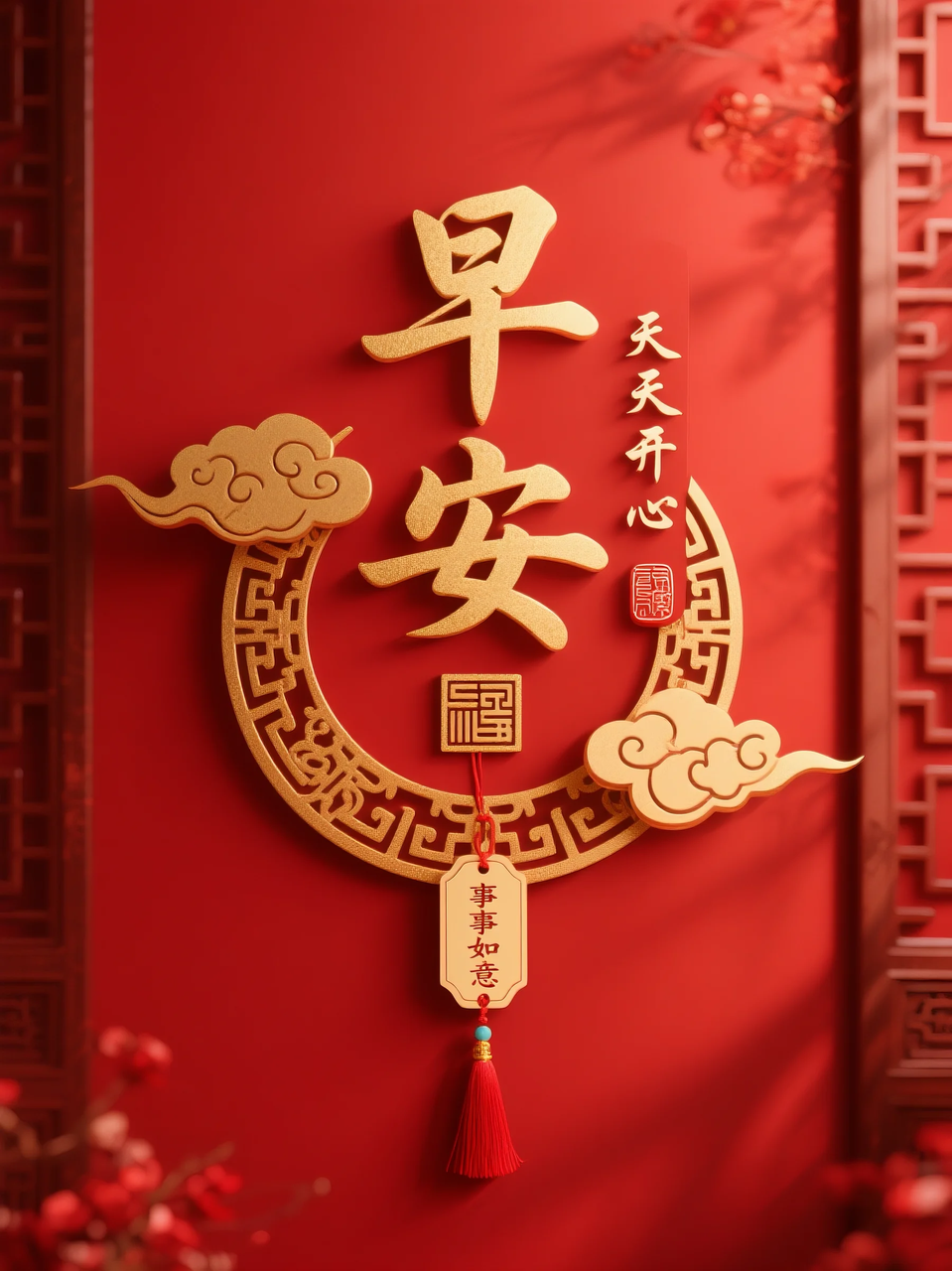 即梦AI 【文字图片素材】【早安祝福】| 用AI制作喜庆的早安祝福图片，附提示词