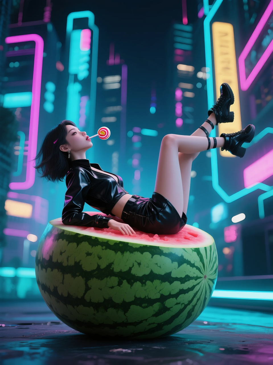 即梦AI 【水果】【西瓜】| 夏日里西瓜上的童趣，附提示词