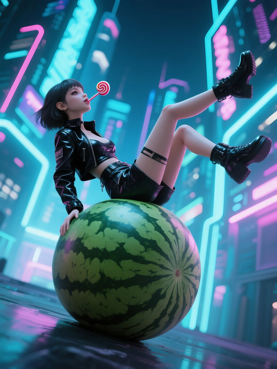 即梦AI 【水果】【西瓜】| 夏日里西瓜上的童趣，附提示词