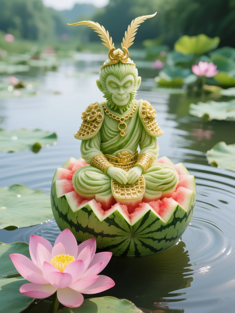 即梦AI 【水果】【西瓜】| 暑日修禅，炽火化凉～荷香漫漫，附提示词