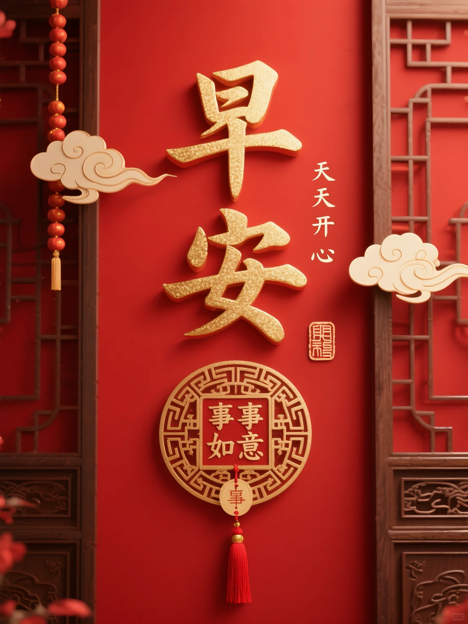 即梦AI 【文字图片素材】【早安祝福】| 用AI制作喜庆的早安祝福图片，附提示词