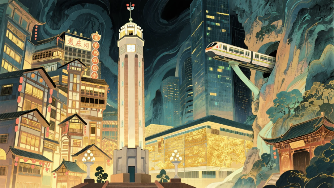 即梦AI 【插画设计】【城市地标】| 10 组城市地标插画提示词，带你解锁不一样的东方禅意美学