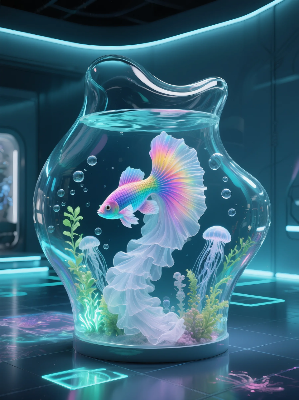 即梦AI 【动物】【鱼】| 这么绚丽的孔雀鱼谁不喜欢!  附提示词。