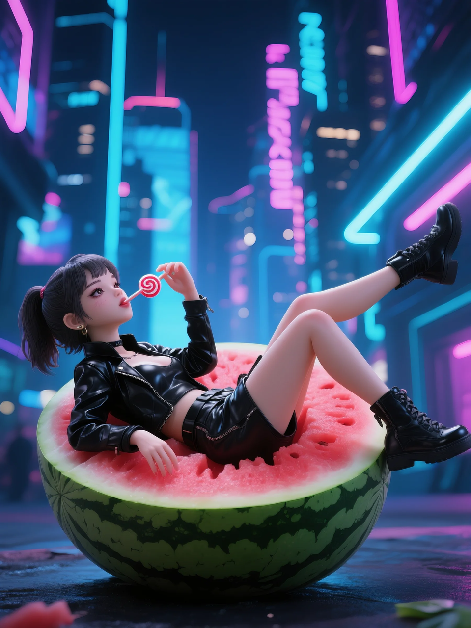 即梦AI 【水果】【西瓜】| 夏日里西瓜上的童趣，附提示词