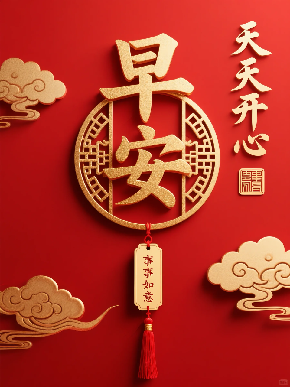 即梦AI 【文字图片素材】【早安祝福】| 用AI制作喜庆的早安祝福图片，附提示词