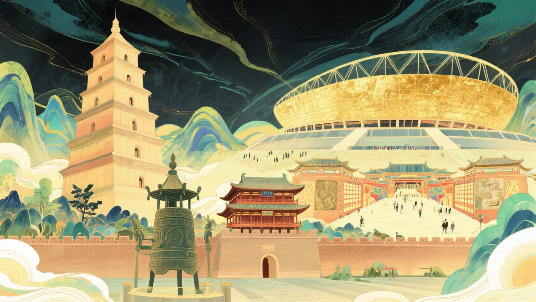 即梦AI 【插画设计】【城市地标】| 10 组城市地标插画提示词，带你解锁不一样的东方禅意美学