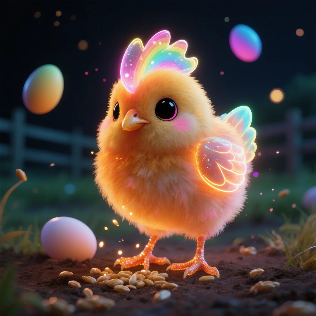 即梦AI 【动物】| 赛博风发光动物，又萌又可爱，附提示词