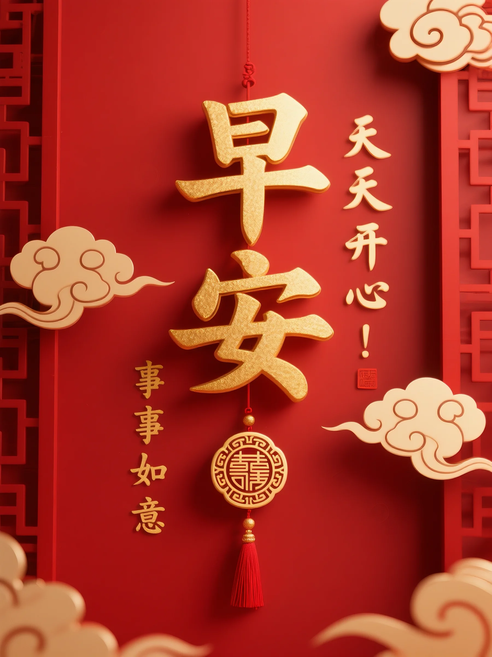 即梦AI 【文字图片素材】【早安祝福】| 用AI制作喜庆的早安祝福图片，附提示词