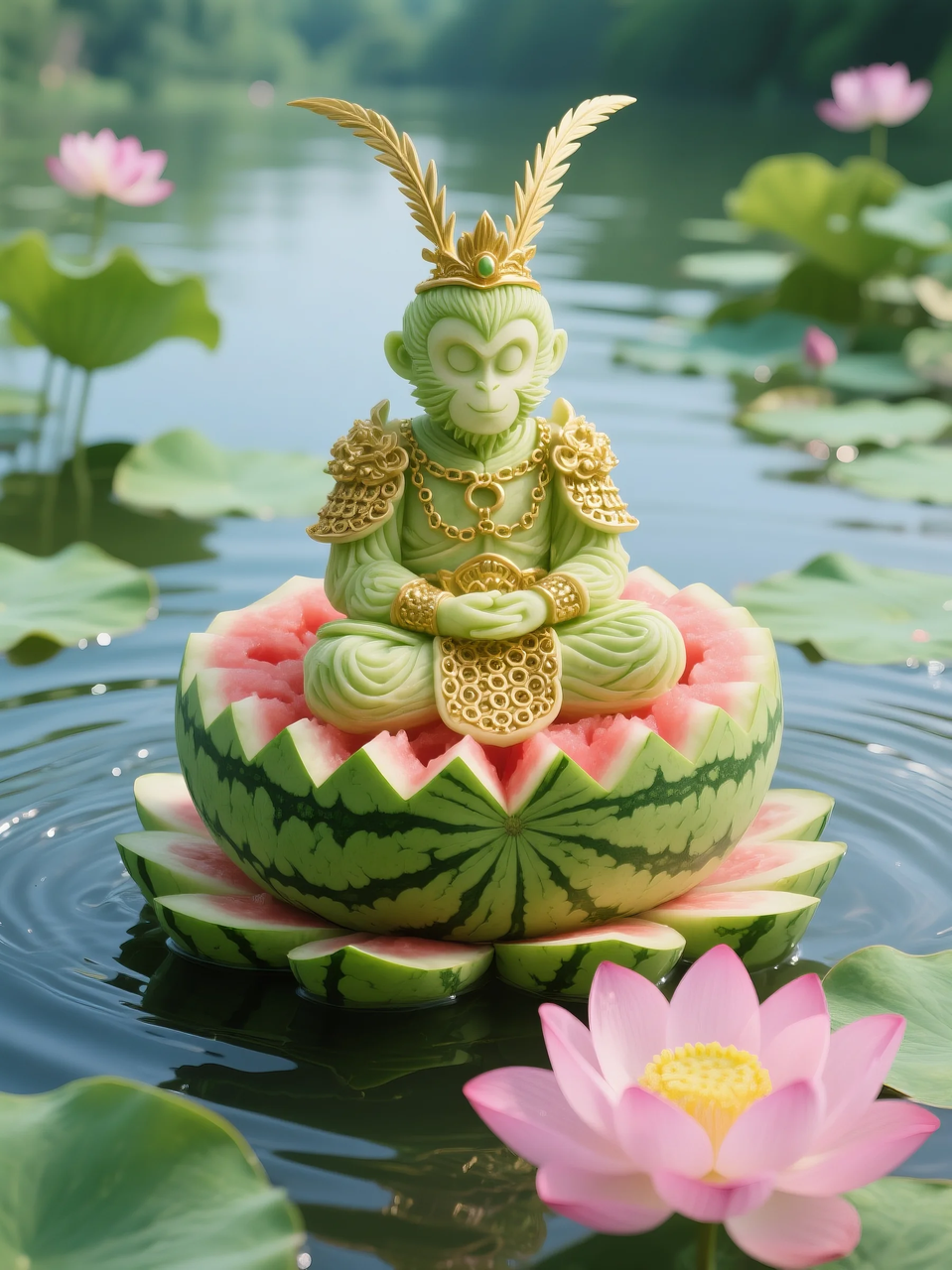 即梦AI 【水果】【西瓜】| 暑日修禅，炽火化凉～荷香漫漫，附提示词