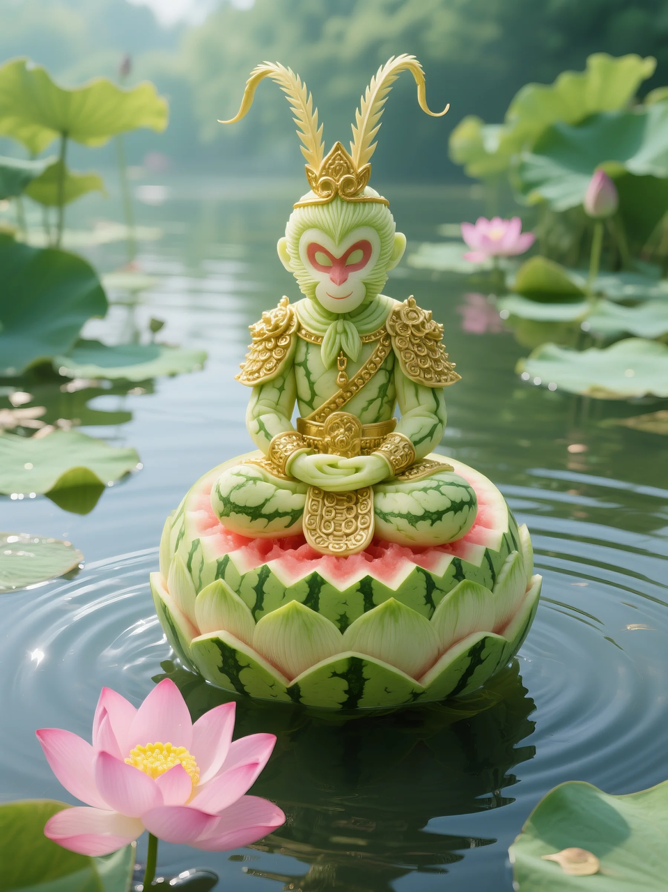 即梦AI 【水果】【西瓜】| 暑日修禅，炽火化凉～荷香漫漫，附提示词