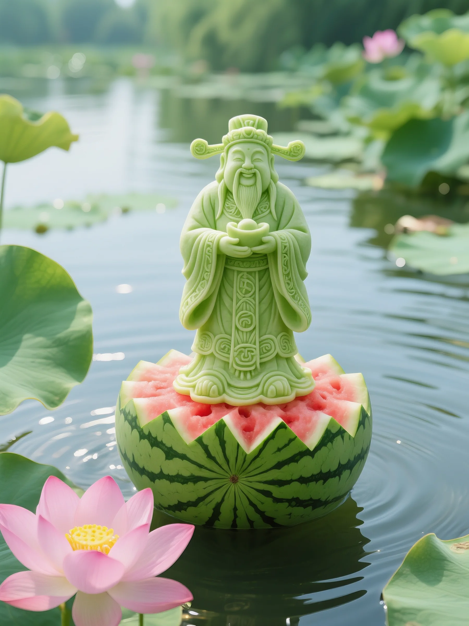 即梦AI 【水果】【西瓜】| 暑日修禅，炽火化凉～荷香漫漫，附提示词