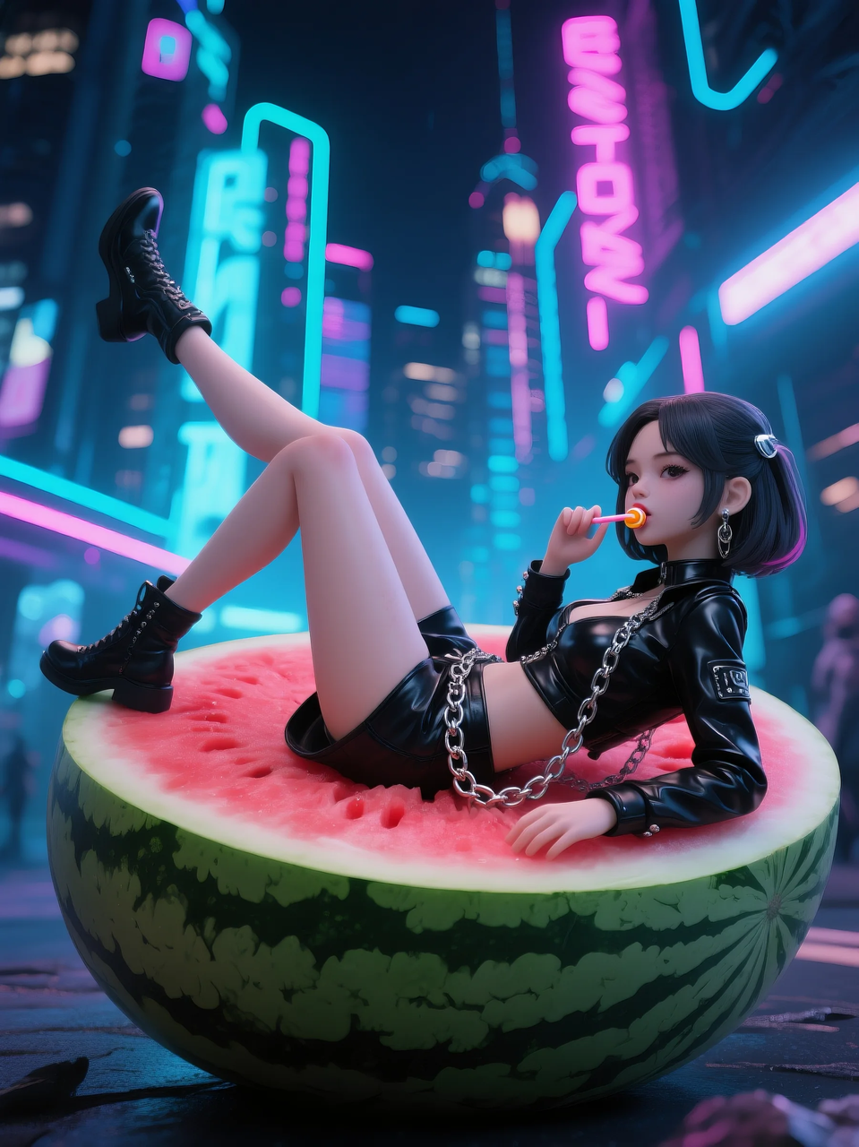 即梦AI 【水果】【西瓜】| 夏日里西瓜上的童趣，附提示词