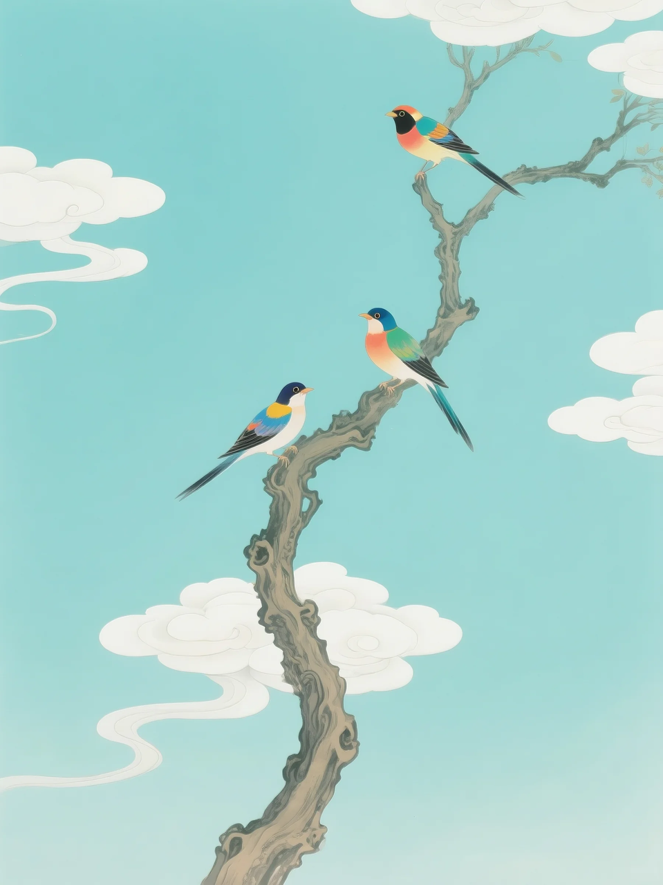 即梦AI 【插画设计】【动物】| 治愈的小鸟，附提示词