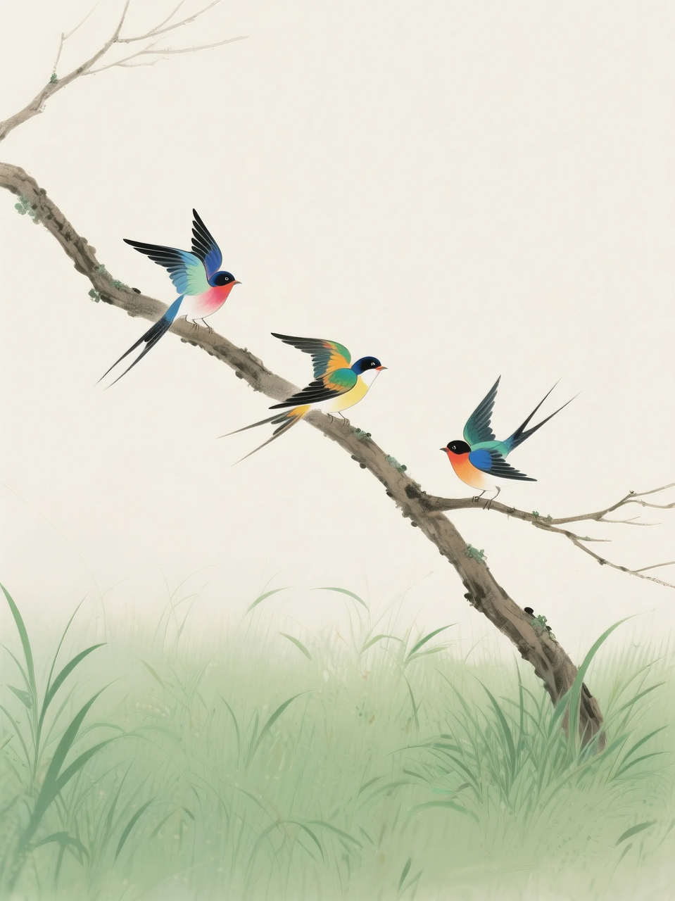 即梦AI 【插画设计】【动物】| 治愈的小鸟，附提示词