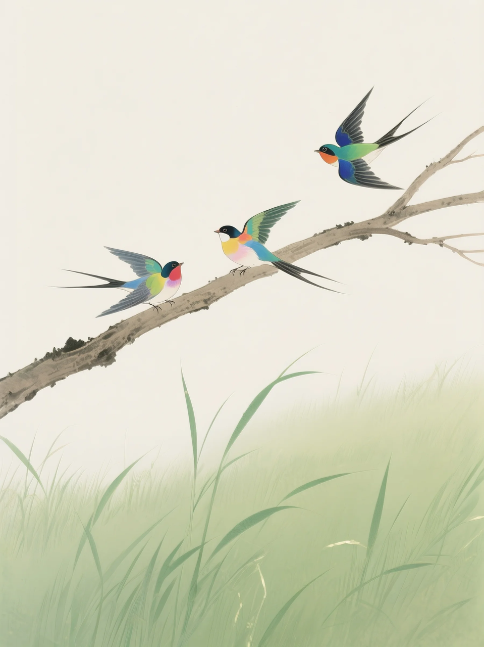 即梦AI 【插画设计】【动物】| 治愈的小鸟，附提示词