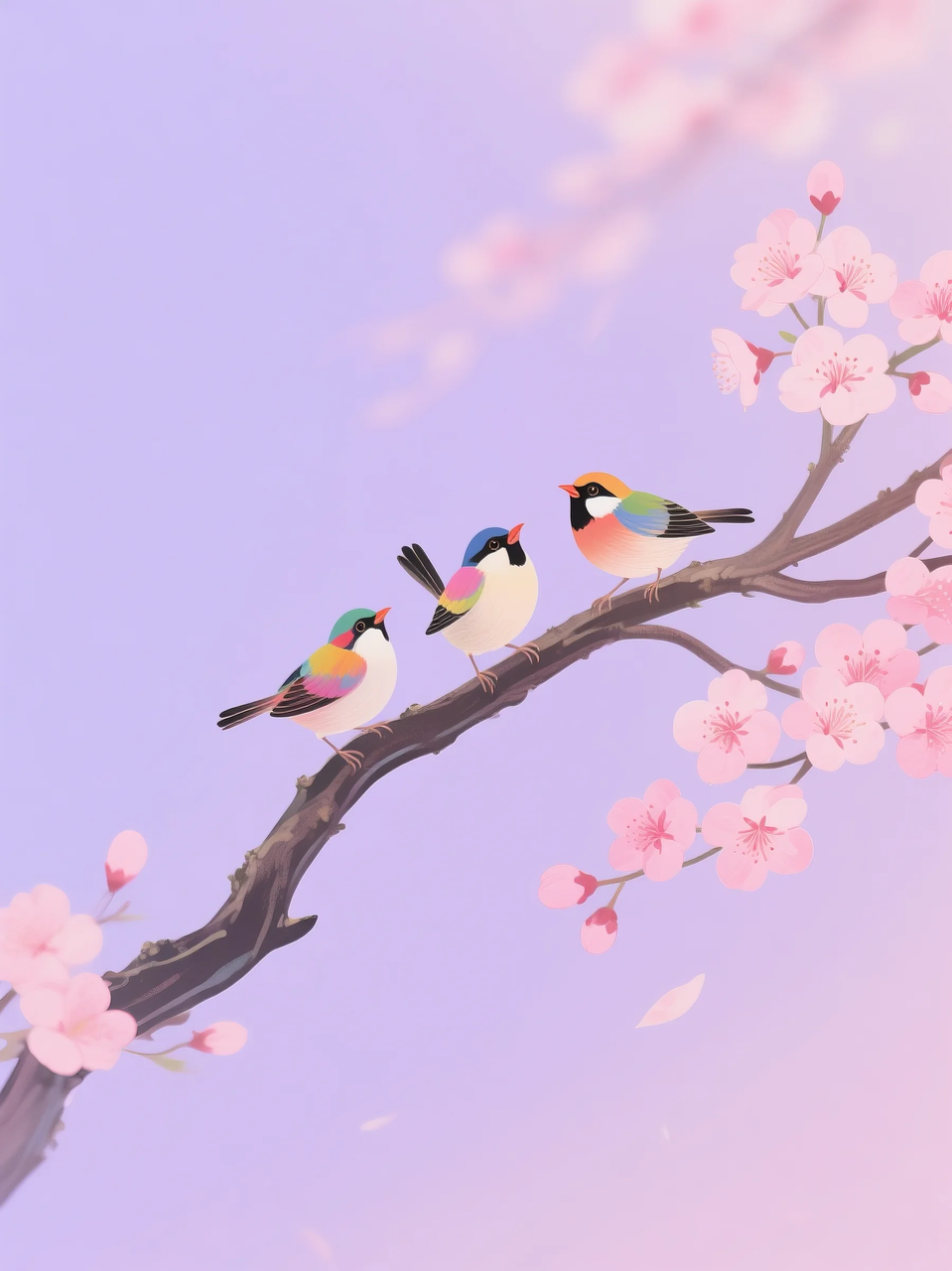 即梦AI 【插画设计】【动物】| 治愈的小鸟，附提示词