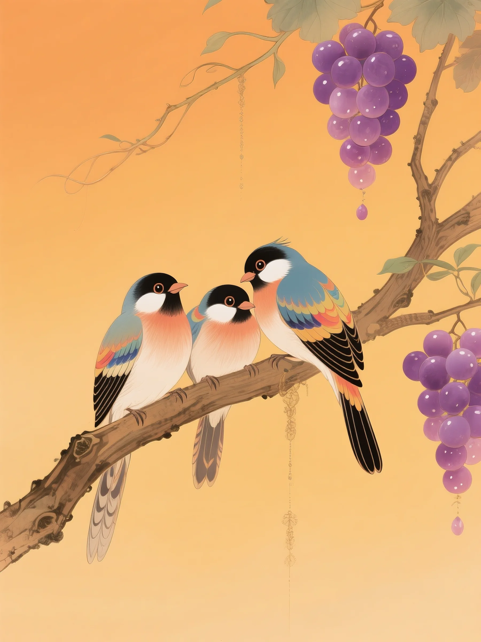 即梦AI 【插画设计】【动物】| 治愈的小鸟，附提示词