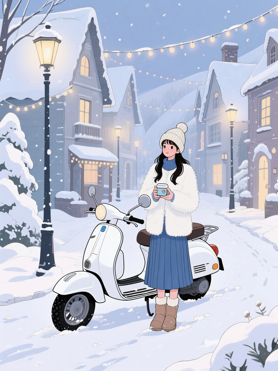 即梦AI 【二次元动漫】| 美女与机车，可爱治愈系风格，附提示词