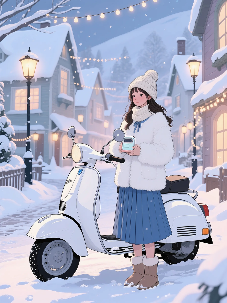 即梦AI 【二次元动漫】| 美女与机车，可爱治愈系风格，附提示词