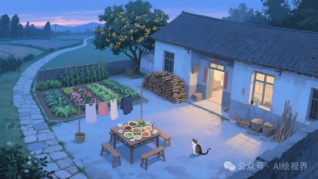 即梦AI 【怀旧主题】| AI 笔下的 10 款 80 年代农家大院治愈系插画，哪一幅勾起你的乡愁？