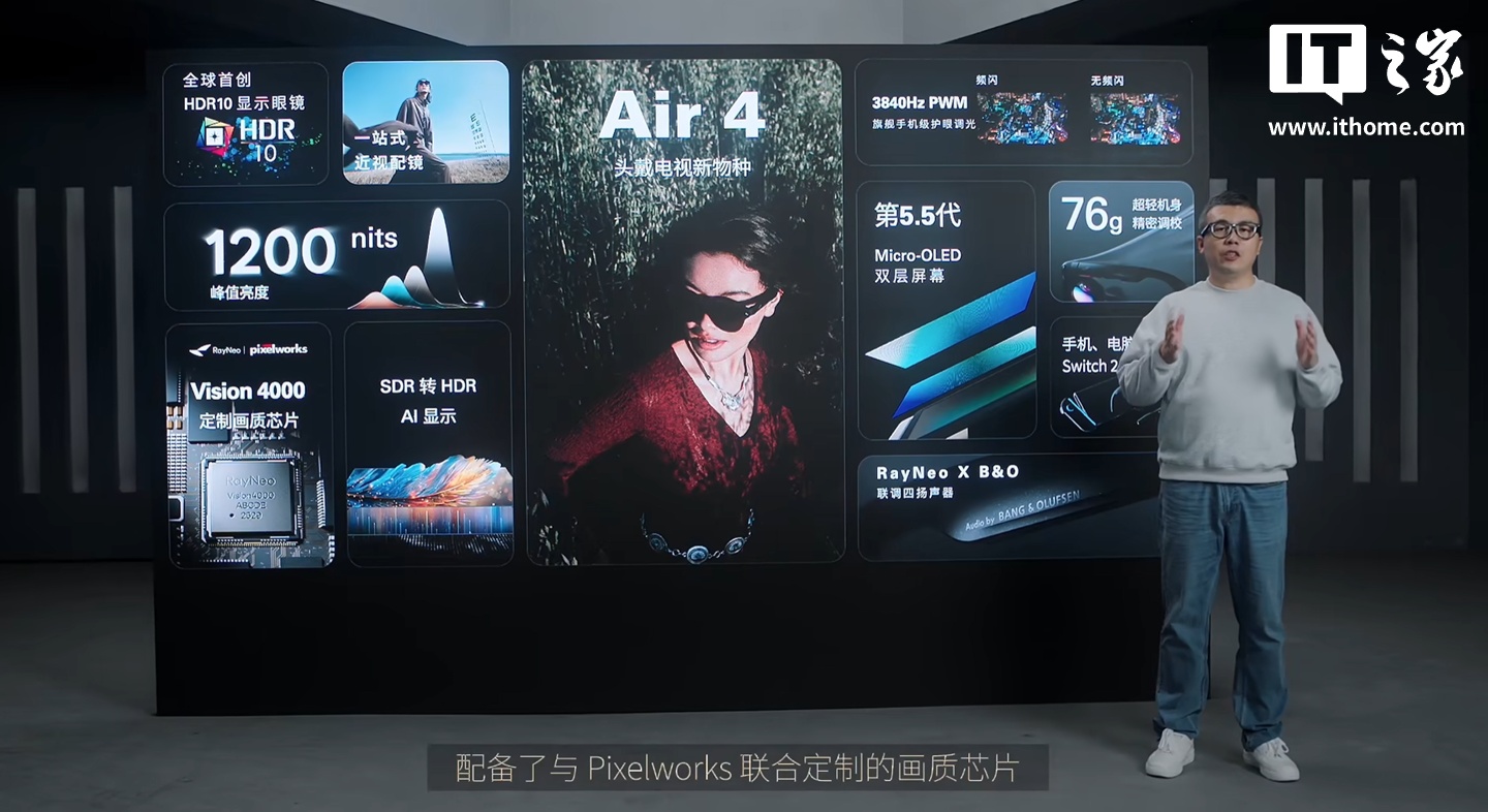 全球首创 HDR10 显示眼镜，1599 元起雷鸟创新 RayNeo Air 4 发布