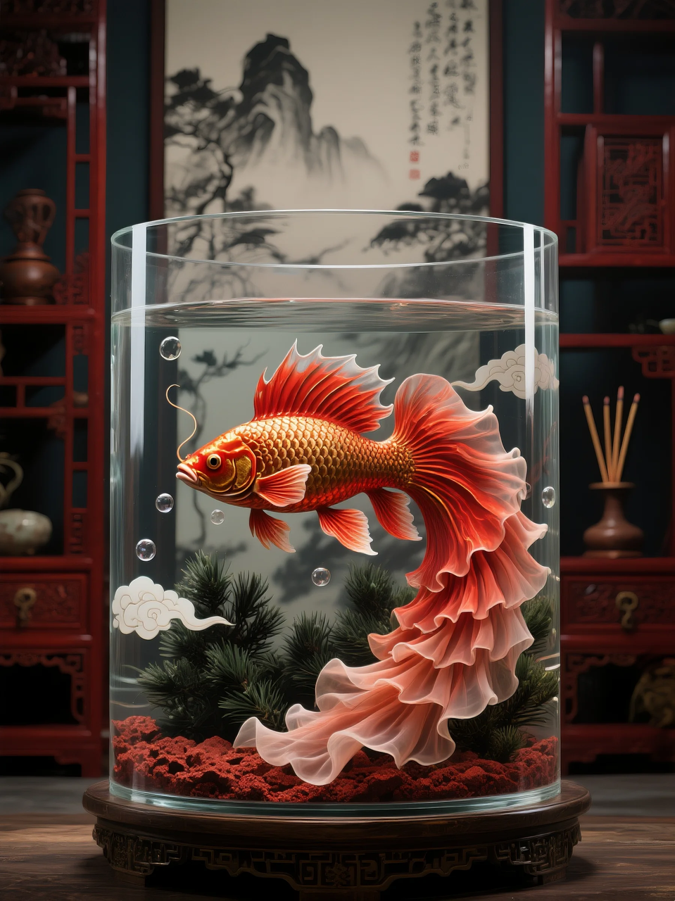 即梦AI 【动物】【鱼】| 这么绚丽的孔雀鱼谁不喜欢!  附提示词。