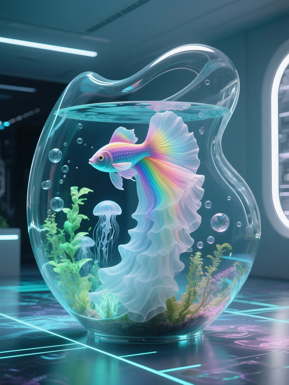 即梦AI 【动物】【鱼】| 这么绚丽的孔雀鱼谁不喜欢!  附提示词。