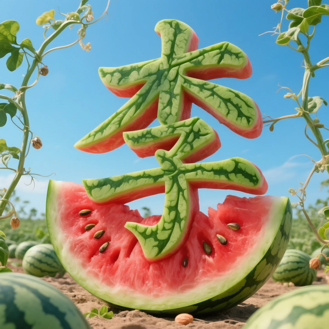 即梦AI 【水果】【西瓜】| 用西瓜制作姓氏，附提示词