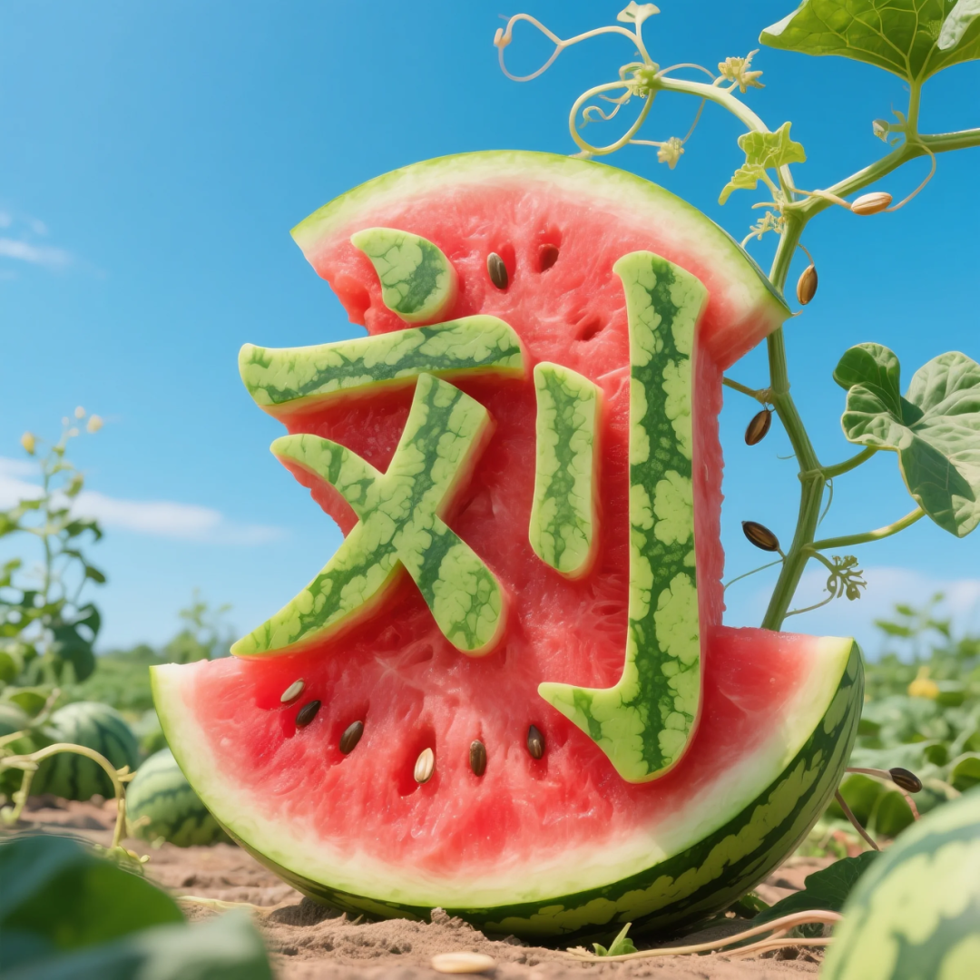 即梦AI 【水果】【西瓜】| 用西瓜制作姓氏，附提示词