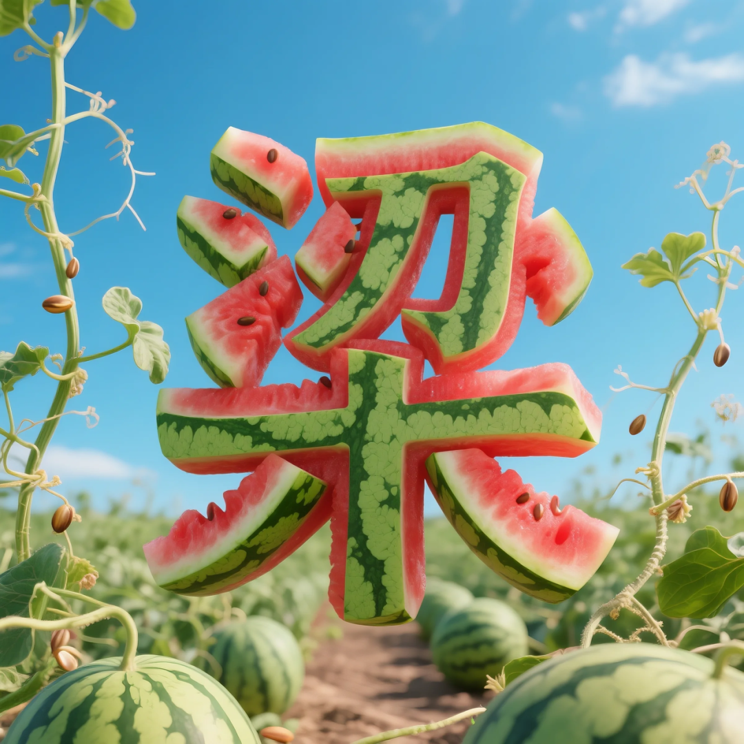 即梦AI 【水果】【西瓜】| 用西瓜制作姓氏，附提示词