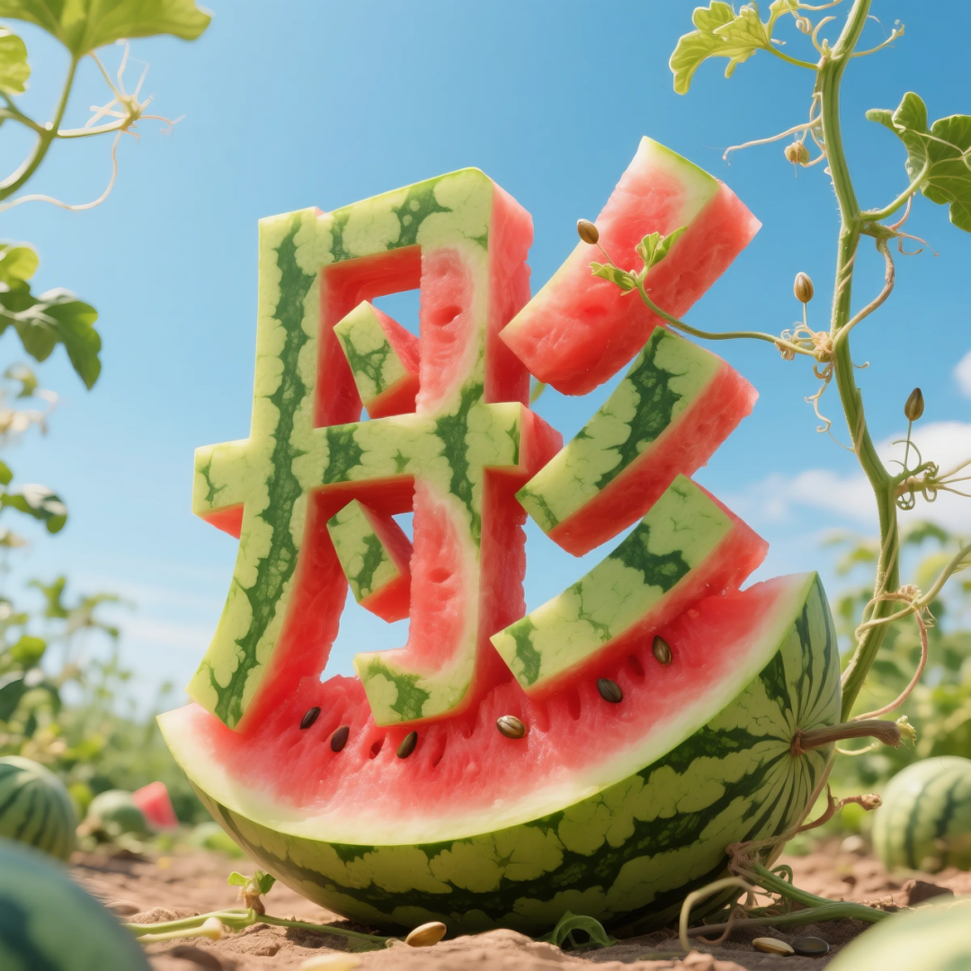 即梦AI 【水果】【西瓜】| 用西瓜制作姓氏，附提示词