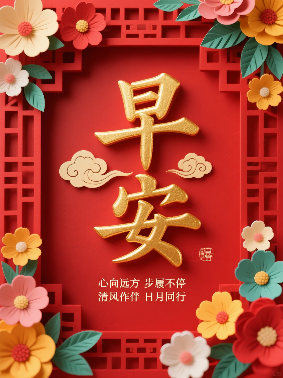 即梦AI 【文字图片素材】【早安祝福】| 用AI制作喜庆的早安祝福图片，附提示词