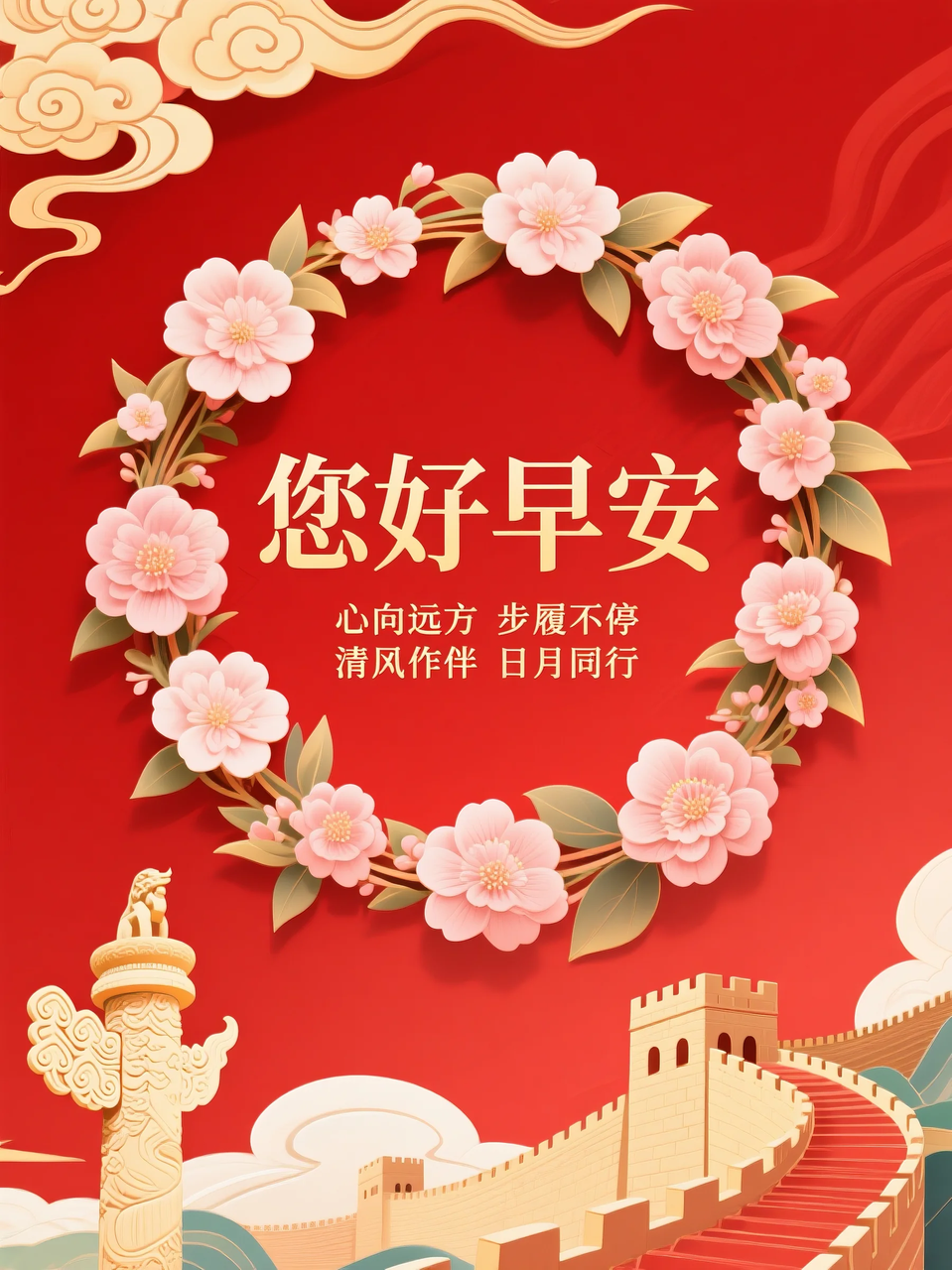 即梦AI 【文字图片素材】【早安祝福】| 用AI制作喜庆的早安祝福图片，附提示词