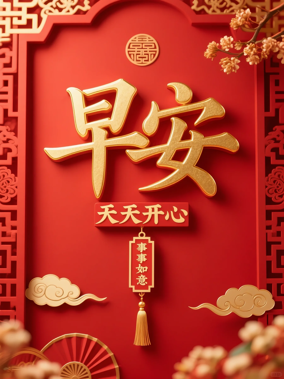 即梦AI 【文字图片素材】【早安祝福】| 用AI制作喜庆的早安祝福图片，附提示词