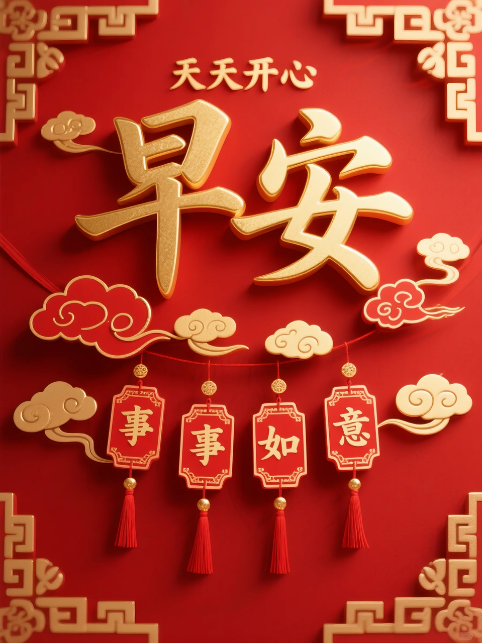 即梦AI 【文字图片素材】【早安祝福】| 用AI制作喜庆的早安祝福图片，附提示词