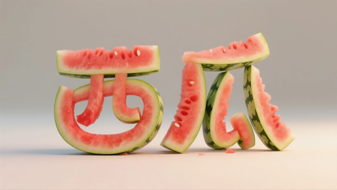 即梦AI 【水果】【西瓜】| 炎炎夏日，来点西瓜字体解解渴，附提示词