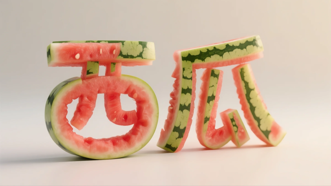 即梦AI 【水果】【西瓜】| 炎炎夏日，来点西瓜字体解解渴，附提示词