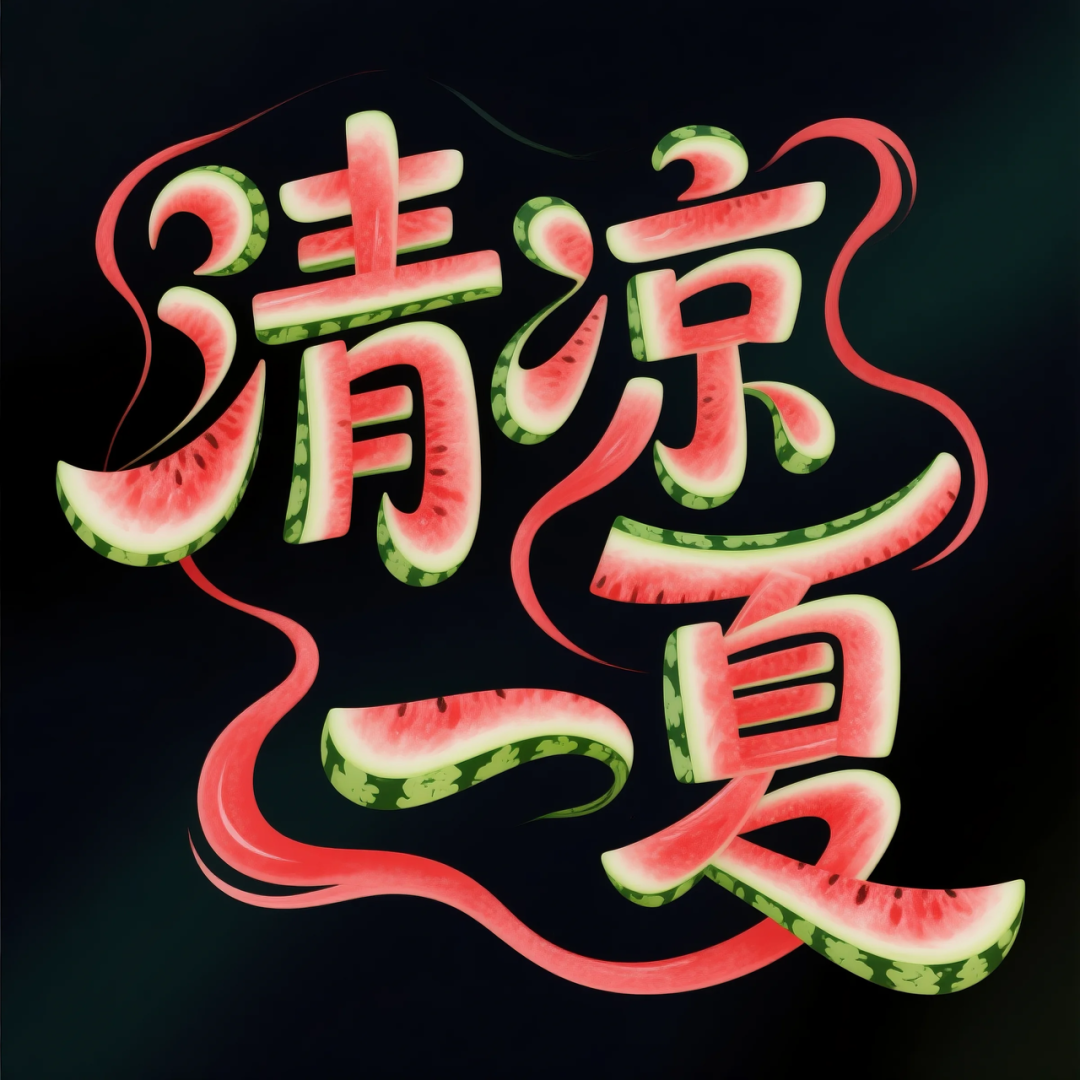 即梦AI 【水果】【西瓜】| 炎炎夏日，来点西瓜字体解解渴，附提示词